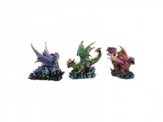 Set 3 statuete dragoni Protectorii rocilor 9 cm foto