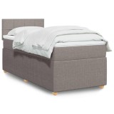 vidaXL Pat box spring cu saltea, gri taupe, 90x190 cm, textil 3287315