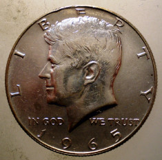 C.252 USA SUA KENNEDY HALF 1/2 DOLLAR 1965 XF/AUNC ARGINT foto