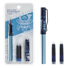 Set Stilou, Gold Warrior, 3 Piese, Albastru, Rezerve Cerneală Includere