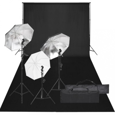 vidaXL Kit studio foto cu set de lumină și fundal 3094714 foto