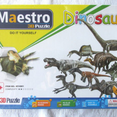 MAESTRO 3D Puzzle - Dinosaur = Puzzle 3D, 8 dinozauri, 41 piese, cutie sigilata