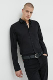 Cumpara ieftin HUGO cămașă bărbați, culoarea negru, cu guler clasic, slim 50479396