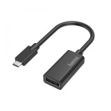 Cumpara ieftin Adaptor, HAMA, USB-C tata - DisplayPort mama, Ultra HD, 4K, Negru