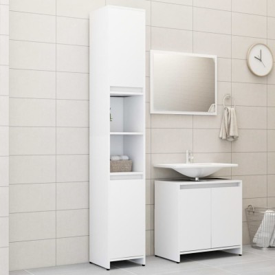 Gossi set mobilier de baie, 3 piese, alb, lemn prelucrat foto