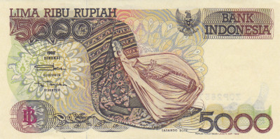 Indonezia, 5000 Rupiah 1992, UNC, clasor A1 foto