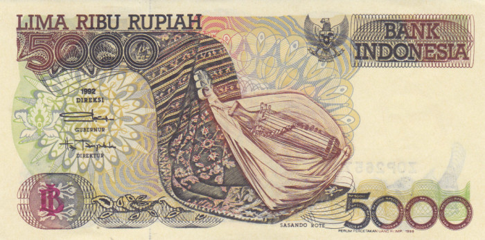 Indonezia, 5000 Rupiah 1992, UNC, clasor A1
