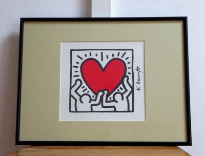 Cromolitografie Keith Haring, &amp;rsquo;Red Heart&amp;rsquo;| Tablou Deosebit foto