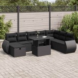 Cumpara ieftin Gossi set mobilier de gradina cu perne, 9 piese, negru, poliratan