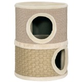 PawHut Butoi de zg&acirc;riat pentru pisici copac pentru pisici sisal natural și alge marine acoperit cu pluș 35,5x35,5x49cm kaki cafea | Aosom Romania