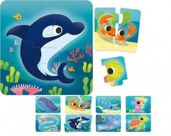 Puzzle din 4 piese pentru bebelusi &amp;ndash; Animale marine, 8 modele foto