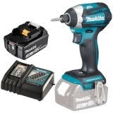 Makita DTD154Z + BL1830B + DC18RC - Masina de insurubat cu impact 175 Nm M5-M16 + Acumulator Li-Ion 18 V 3 Ah + Incarcator