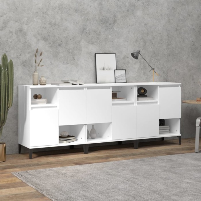 vidaXL Servante, 3 buc, alb, 60x35x70 cm, lemn prelucrat