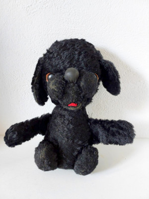 Caine vechi vintage, anii 60, 23 cm, plush tip mohair, colectie, foto