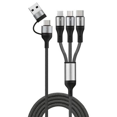 Cablu date si incarcare 6 in 1, PRESTIGE CHARGE&amp;reg;, FastCharge pentru Iphone, Samsung, Huawei, 30W, USB si USB-C la USB-C, LIGHTNING, MICRO USB, TYPE C, foto