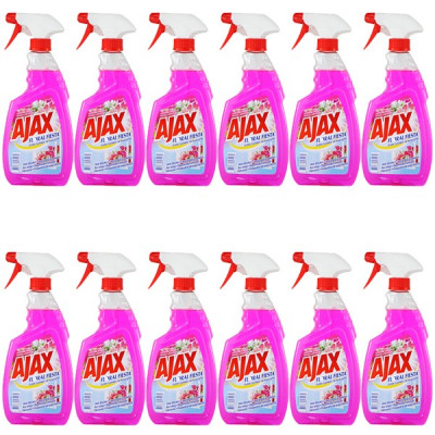 12 x Ajax Flowers Bouquet, Solutie pentru curatat geamuri, 12 x 500ml foto