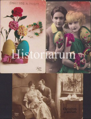 CP247 Lot 3 cărți poștale Christos a &amp;Icirc;nviat Rom&amp;acirc;nia, perioada interbelică foto