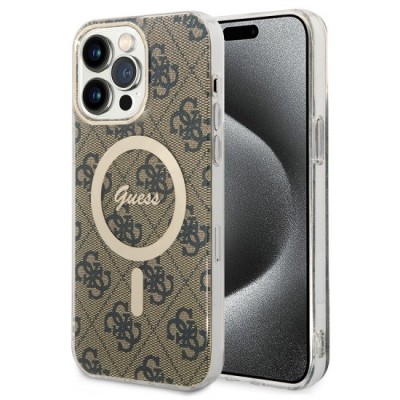 Husa pentru iPhone 15 Pro Max - Guess IML 4G MagSafe (GUHMP15XH4STW) - Brown foto