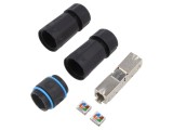 Conector adaptor ecranat 8p8c negru