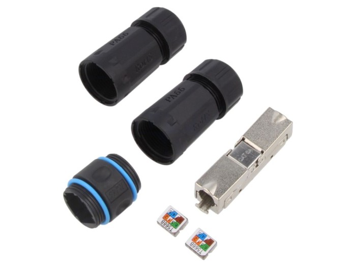 Conector adaptor ecranat 8p8c negru