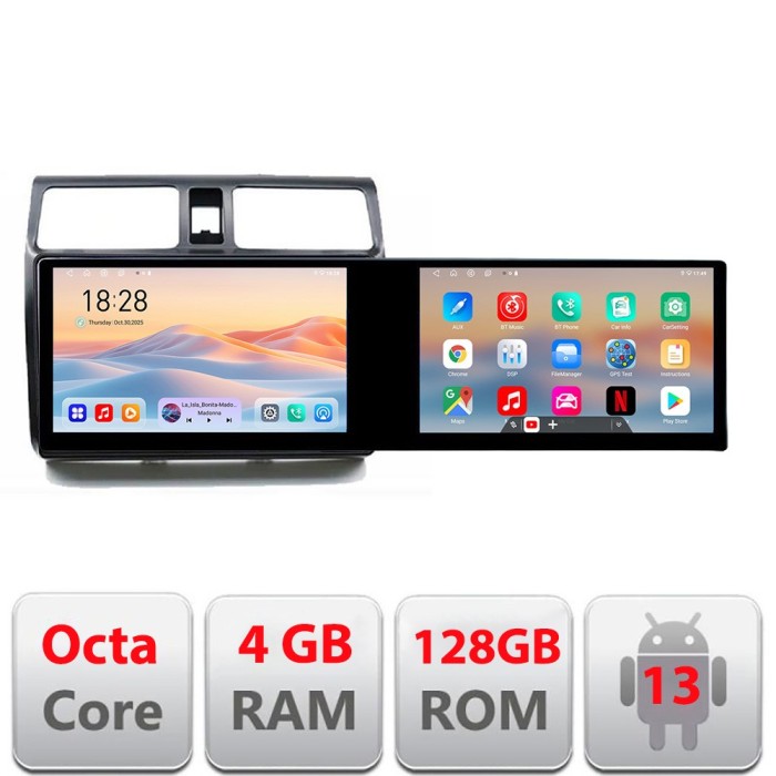 Navigatie SUZUKI SWIFT 2003-2010 Kit-Swift Edotec 2 ecrane 8 core 4+128 21.6 inch Incell android Wifi 5Ghz gps internet CarStore Technology