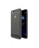 Husa Huawei P10 Lite Carbon Fiber Gri Silicon, Anti-soc, Anti-zgarieturi