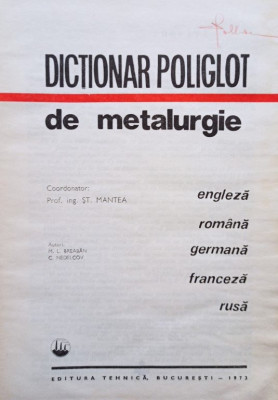 Dictionar poliglot de metalurgie foto