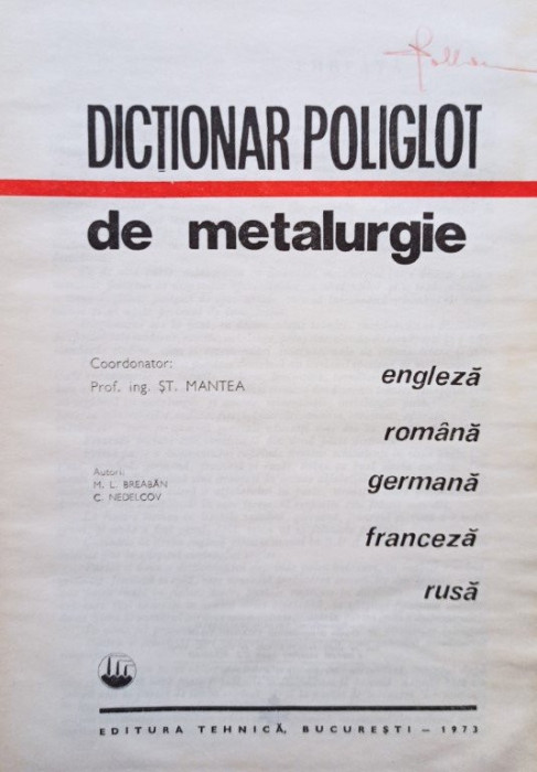 Dictionar poliglot de metalurgie