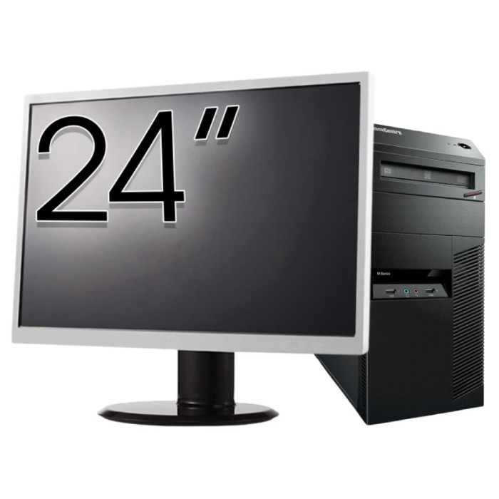 Pachet Calculator Second Hand Lenovo ThinkCentre M83 Tower, Intel Pentium G3220 3.00GHz, 8GB DDR3, 500GB HDD, DVD-ROM + Monitor 24&amp;quot; NewTechnology