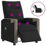 VidaXL Fotoliu electric de masaj rabatabil, negru, textil