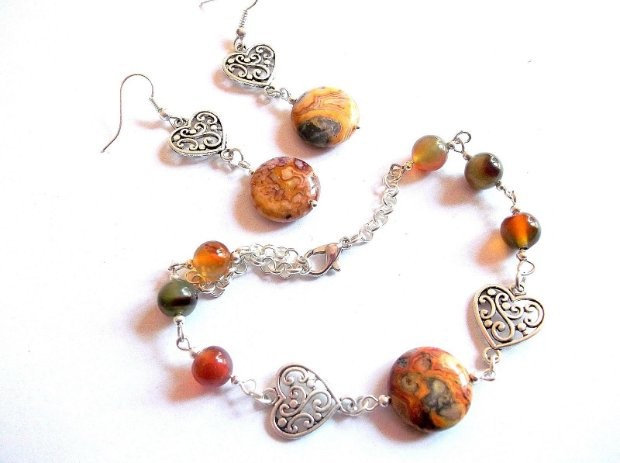Set bijuterii jasper si agate, set bijuterii femei 39471