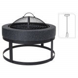 ProGarden Bol de foc cu gratar, rotund, 50,5x50,5x37 cm, negru GartenMobel Dekor, vidaXL