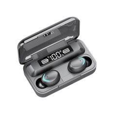 Casti wireless ultrasound TWS F9 plus, bluetooth 5.0 bass powerbank cu afisaj,