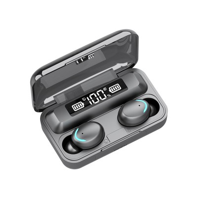 Casti wireless ultrasound TWS F9 plus, bluetooth 5.0 bass powerbank cu afisaj, foto