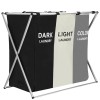 Cos de rufe cu 3 compartimente, cadru aluminiu, 68x40x60cm, 146 litri Household NewTrend