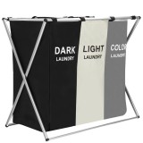 Cos de rufe cu 3 compartimente, cadru aluminiu, 68x40x60cm, 146 litri Household NewTrend