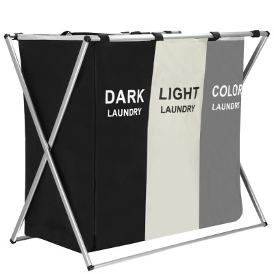 Cos de rufe cu 3 compartimente, cadru aluminiu, 68x40x60cm, 146 litri Household NewTrend foto