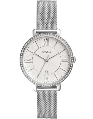 Ceas dama, Fossil, Jacqueline, argintiu, bratara milaneza inox, data foto