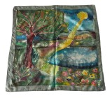 BATIC - ESARFA VINTAGE DIN MĂTASE NATURALA, DECORATĂ MANUAL