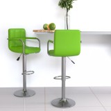 vidaXL Scaune de bar, 2 buc., verde, piele ecologică