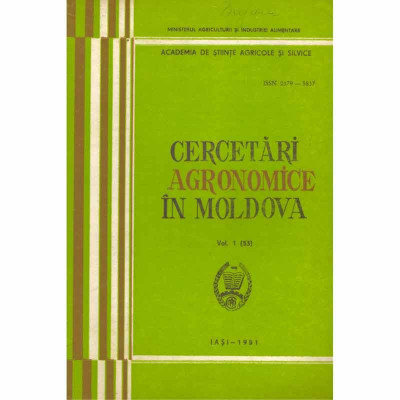 - Cercetari agronomice in Moldova - Culegere de articole vol. 1(53), 1981 - 131827 foto