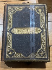 Biblia / Biblie veche , 1877, engleza , 6 kg, coperta piele