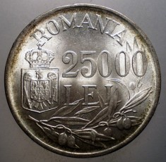 R.176 ROMANIA MIHAI I 25000 LEI 1946 XF/AUNC foto