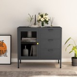 Servantă, antracit, 75x35x70 cm, oțel și sticlă securizată