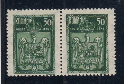ROMANIA 1922 LP 73 INCORONAREA DE LA ALBA IULIA 50 BANI EROARE DUBLA PERECHE MNH foto