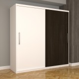 Dulap Dormitor Nova Eco 200 cm x 200 cm fara oglinda, alb cu usi glisante alb wenge