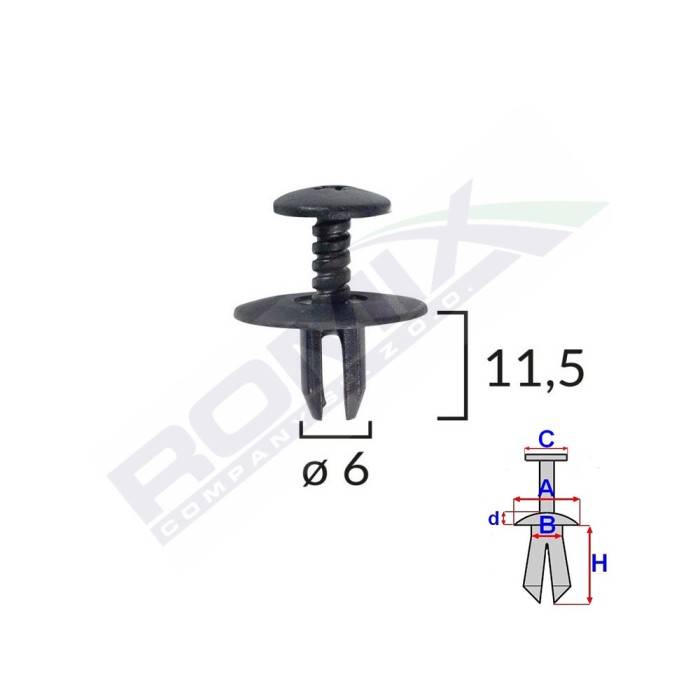 Clips Fixare Pentru Bmw Mini 6X11.5Mm - Negru Set 10 Buc 136878 C10130-RMX