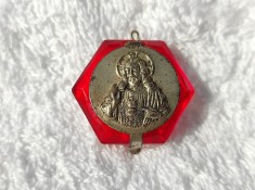 CUTIE ISUS HRISTOS de colectie 1900 SPANIA hexagonala ROSIE manopera EXCEPTIONAL
