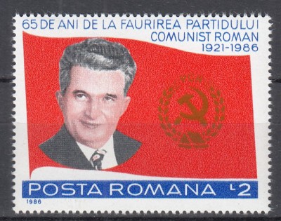 ROMANIA 1986 LP 1156 - 65 DE ANI DE LA FAURIREA P.C.R. SERIE MNH foto