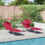 VidaXL Șezlong 2-persoană 2 pcs Roșu 58 x 188 x 77cm țesătură
